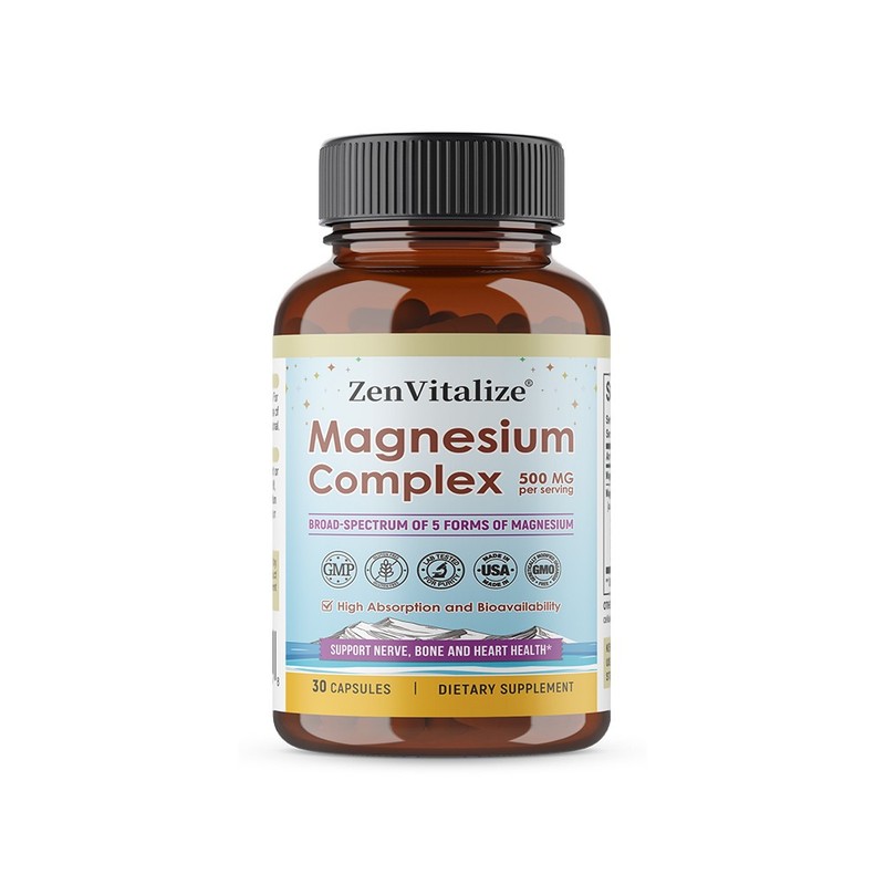 5-in-1 Mg Complex Supp 500mg W/ Glycinate,Citrate, Malate More, For Heart,Energy