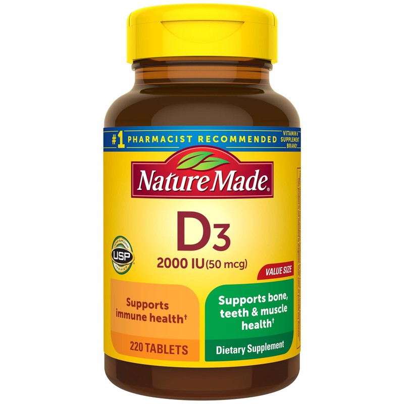 Nature Made Vitamin D3 2000 IU (50 mcg), 220 Count (Pack of 1), 220