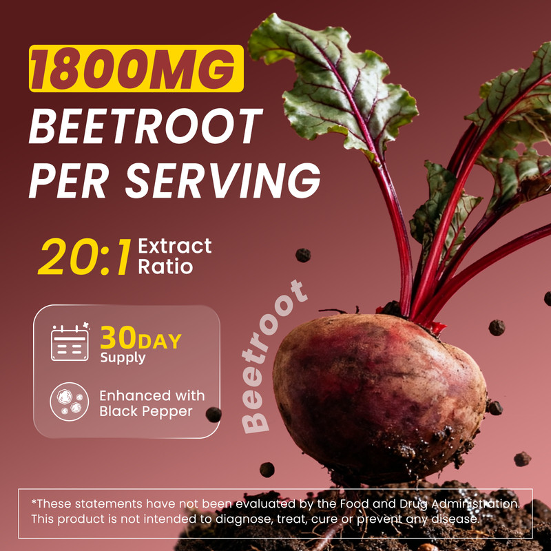 3Pack Beet Root 1800 mg Strength 20:1 Extract, 60 Capsules Nitric Oxide Support gallery