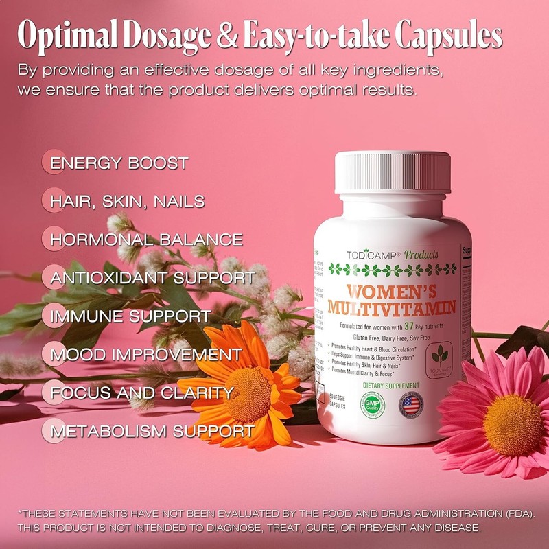 Women's Multivitamin by Todicamp Products-Hair Skin and Nails Vitamins-30 Day