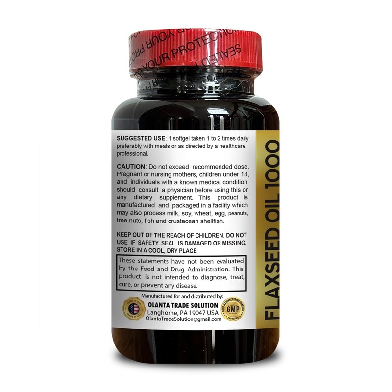 Organic Flaxseed Oil – 100 Count – Cold-Pressed – Plant-Based Omega 3-6-9 – 1 B gallery