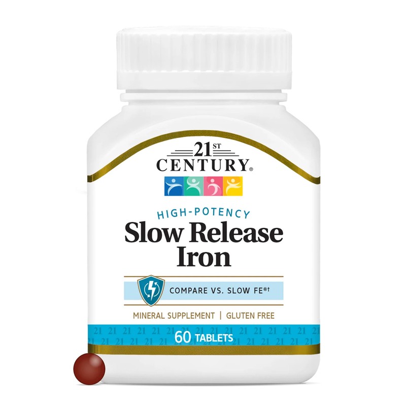 21st Century Slow Release Iron 45mg Tablets High Potency Formula 60 ct Pack of 3