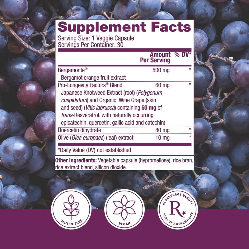Reserveage Bergamot Cholesterol Support Antioxidant Cardiovascular Support 30cap gallery