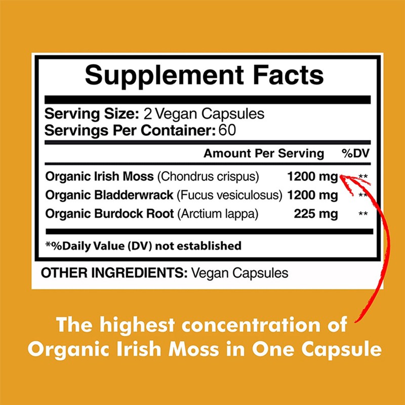 Sea Moss Capsules 2625mg - Irish Moss & Burdock Root - Thyroid & Immune Support gallery