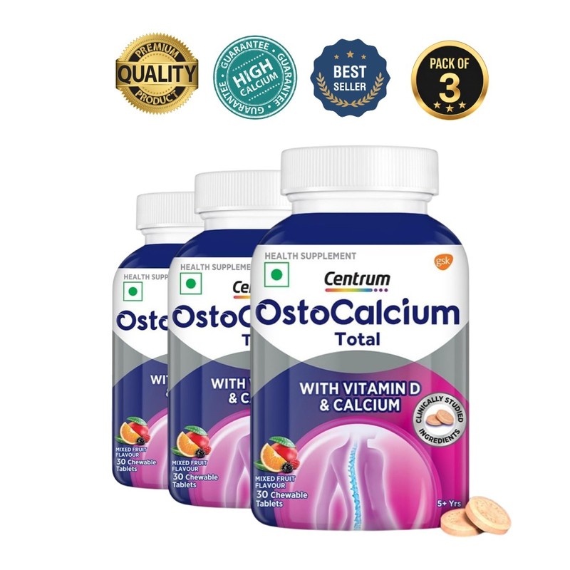 Cent.rum Ostocalcium Total Chewable 30 Tabs Pack of 3