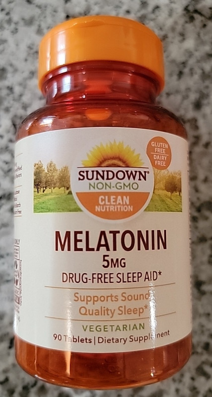 1 Sundown Natural Melatonin 5 mg, Drug-Free Sleep Aid, 90 Coated Tablet Exp 7/27 gallery