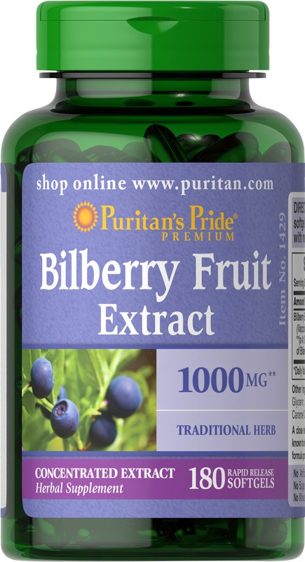 Puritan’s Pride Bilberry 1000 mg – 180 Softgels