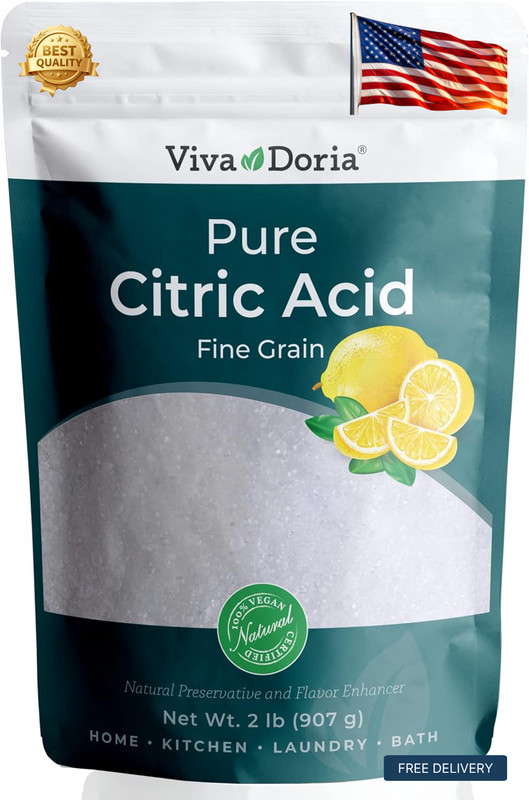 Pure Citric Acid 100%, Food Grade, Fine Grain, 2 lb