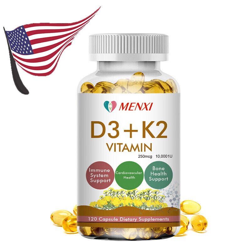 Vitamin D3+K2 Capsules 10000IU-Supports Immune Health,Heart Health,Bones, Muscle