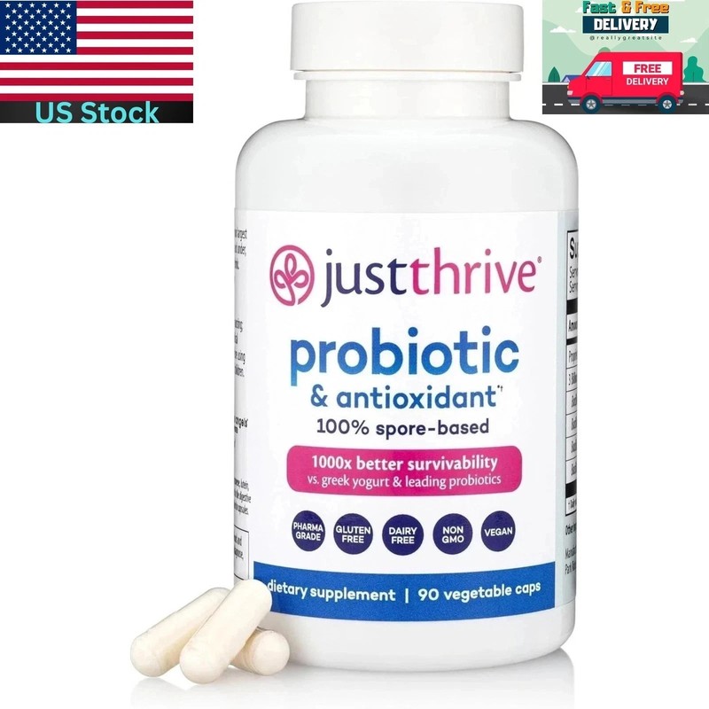 Just Thrive Probiotic & Antioxidant – Spore-Based Gut & Immune Support, 90 Ct