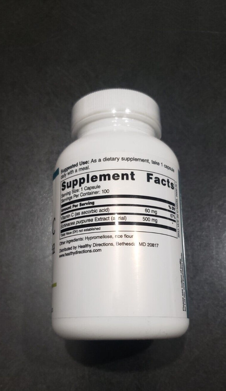 Healthy Directions Vitamin C + Echinacea 100 Capsules EXP: See Pic gallery