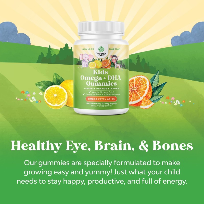 Plant Based Omega 3 Gummies for Kids - Delicious DHA for Immunity & Focus 180ct gallery