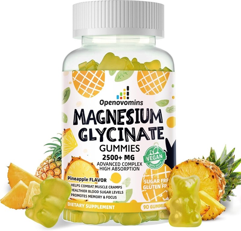 Magnesium Glycinate Gummies 2500mg – Sugar Free Magnesium Potassium Supplement w