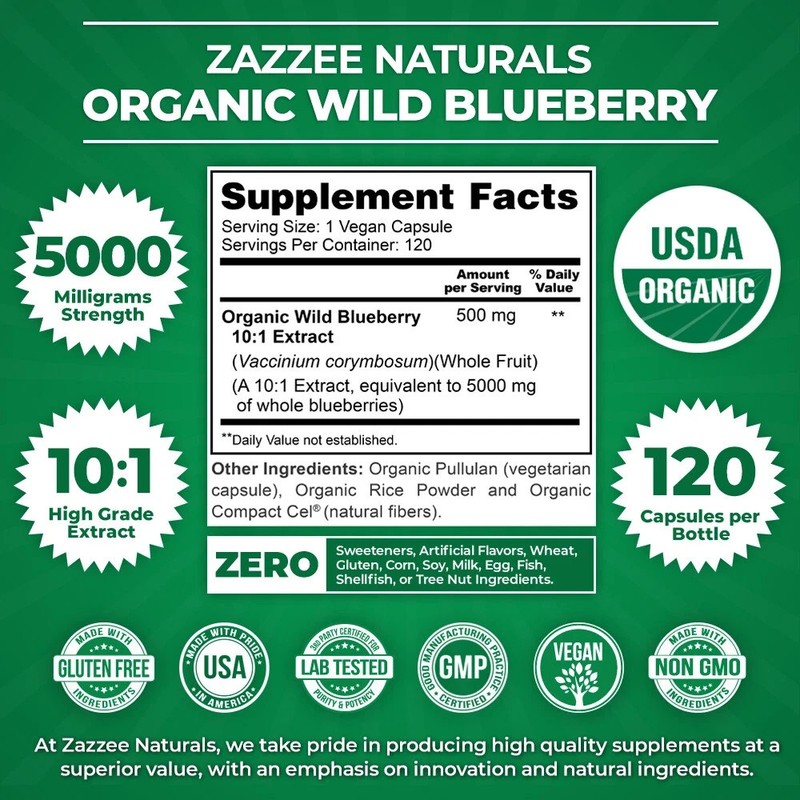USDA Organic Wild Blueberry Extract Whole Fruit 5000 mg Strength 10:1 Extract gallery