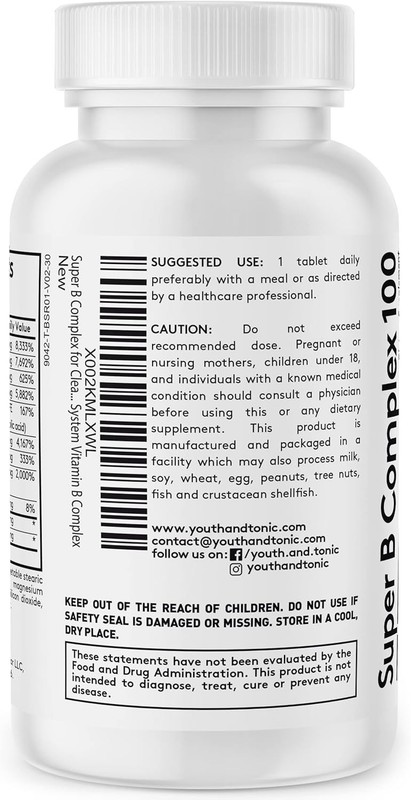 Super B Complex B-100 with Choline, Inositol & PABA – High Potency B1, B2, B3... gallery