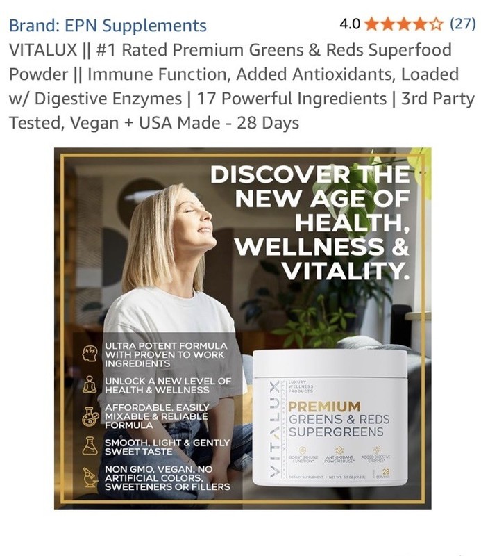 Lot of 4 Vitality #1 Rated Greens & Reds Superfood Powder With Enzymes. 8/2026 gallery