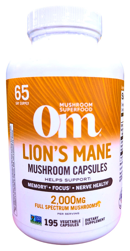 Om Mushroom Superfood Lion’s Mane 2000mg Capsules 195 Count