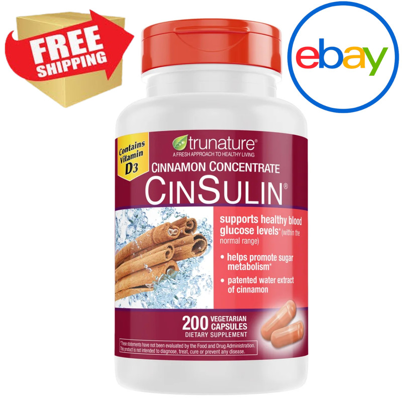 trunature Cinnamon Concentrate Cinsulin 500mg 200 Vegetarian Capsules Supplement