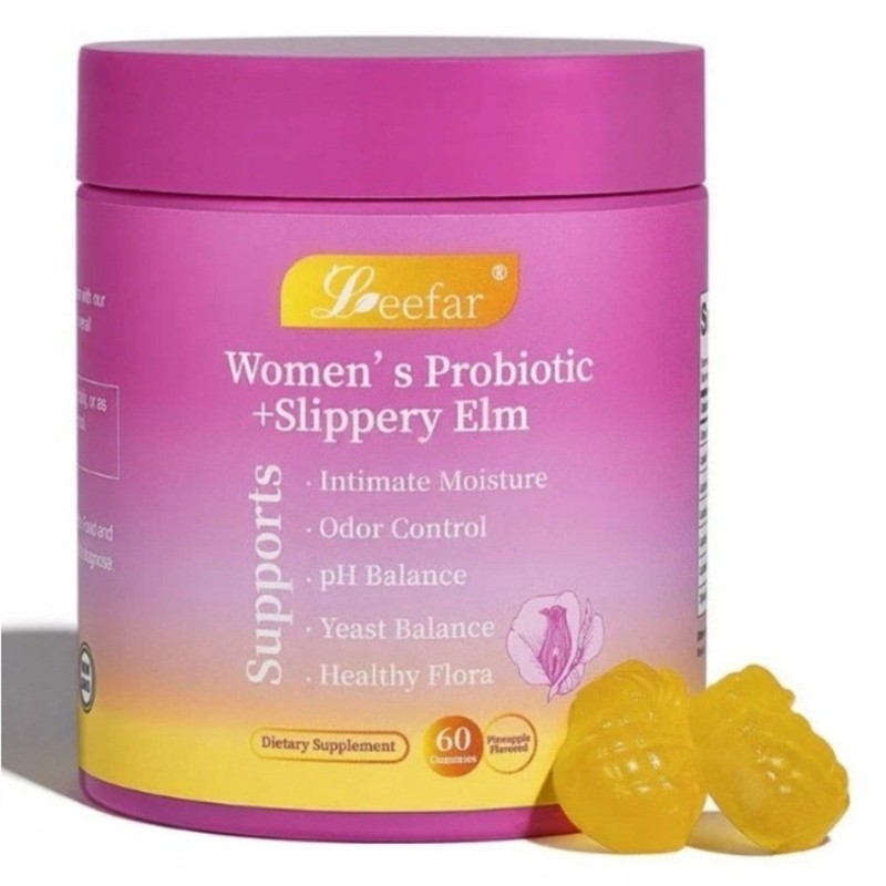 Women’s Probiotic with Slippery Elm Gummies Pineapple Flavor Supplement-1-3 Pack