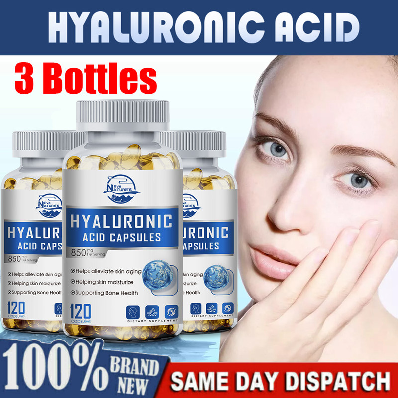 HYALURONIC ACID 100% Pure Anti Aging Hydrating Pills, Plumps Wrinkles Fine Lines