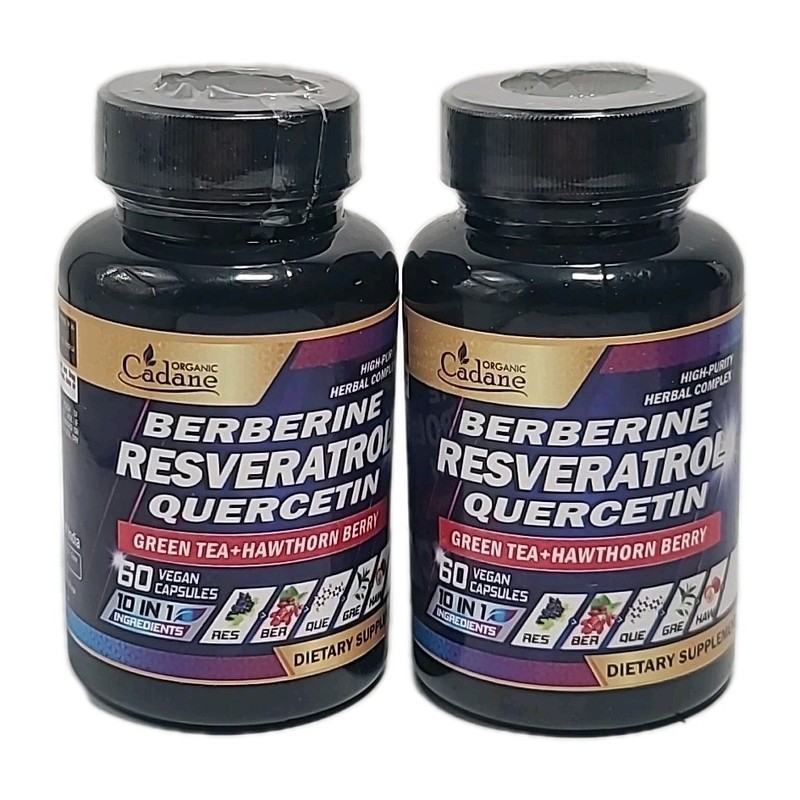 ( LOT OF 2 ) BERBERINE QUERCETIN Green Tea + Hawthorn Berry 60 CAPSULES• 01/28