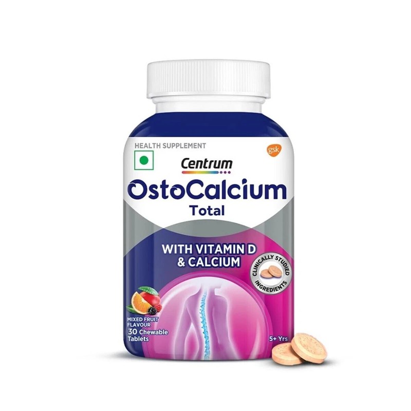 Centrum Vitamin-D OstoCalcium Total Chewable 30 Tabs For Healthy Bones & Joints.
