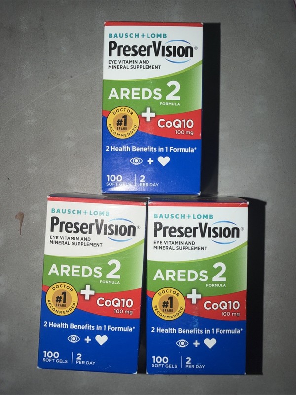 3 Pack Bausch Lomb PreserVision AREDS 2 CoQ10 Eye Vitamin 100CT Each gallery