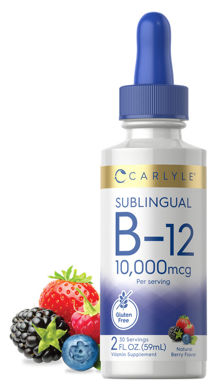 Vitamin B12 Sublingual | 10,000 mcg | 2 fl oz Liquid | Vegetarian | by Carlyle