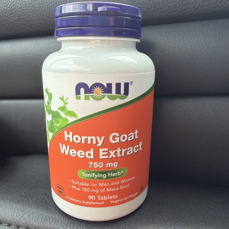 Horny Goat Weed Extract 750mg Plus Maca Root 150mg NOW Supplements 90 Tablets