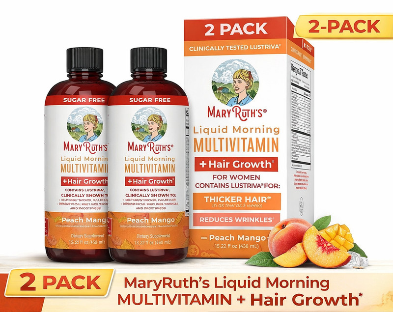 Mary Ruth’s Morning Multivitamin Hair Growth Solution 2 Pack Peach Mango 15.22OZ