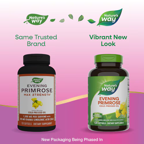 2 X Nature’s Way Evening Primrose – Cold-Pressed Oil — 1300 mg per Serving – 1