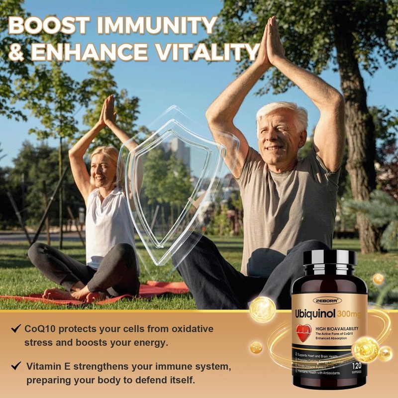 Ubiquinol CoQ10 300mg Softgels - 4-in-1 Antioxidant for Heart Health, Energy Boo gallery