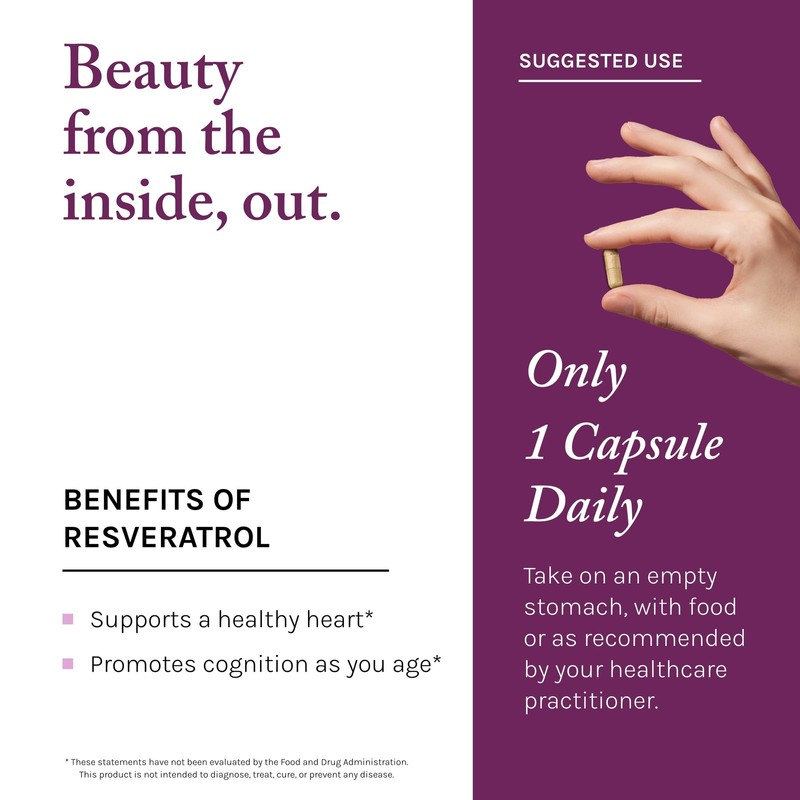 Reserveage, Resveratrol for Heart and Cellular Health, Healthy Aging 60 capsules gallery