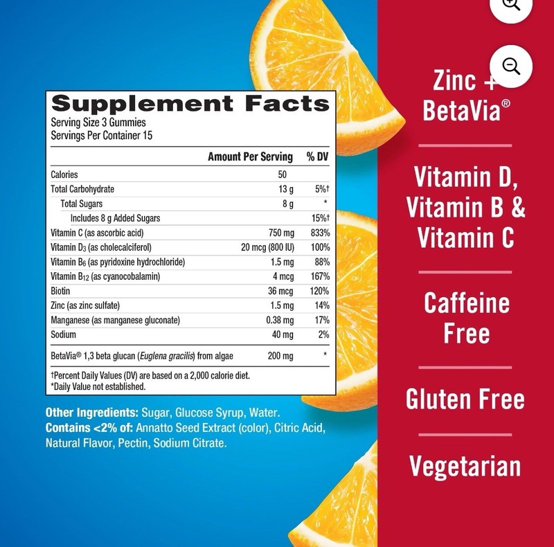 Emergen-C Immune 45 Gummies Orange Tangerine Raspberry 750mg Vitamin C~05/2025. gallery