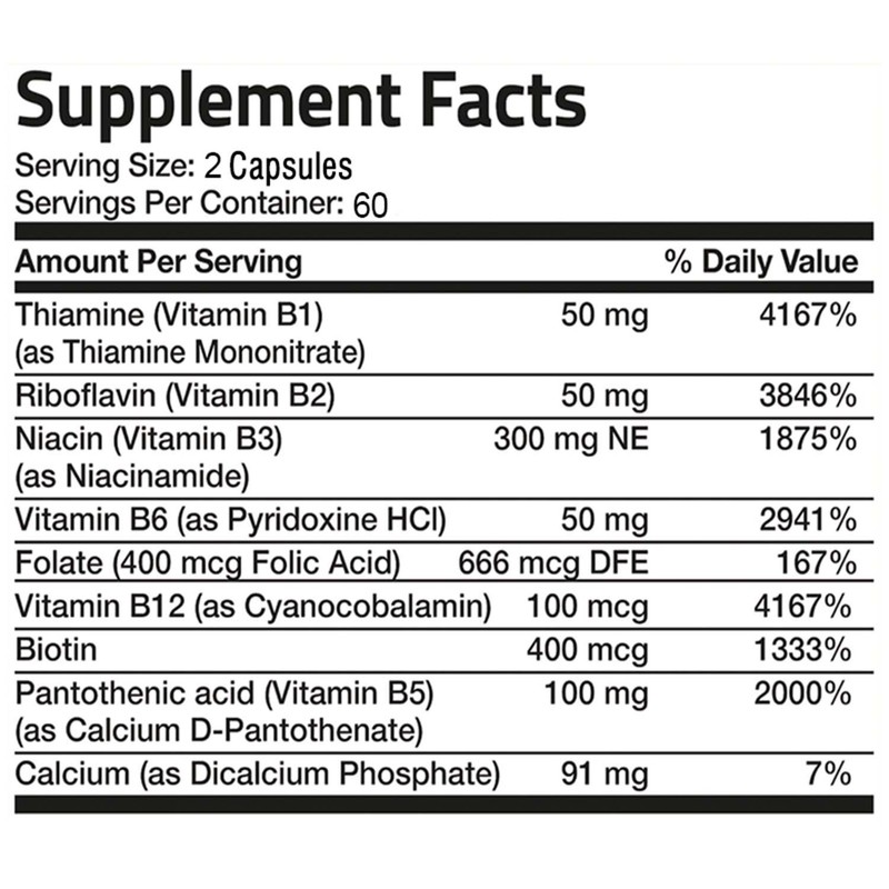 Vitamin B Complex Capsules-with B1,B2,B3,B5,B6,B12 Energy Support Immune Booster gallery