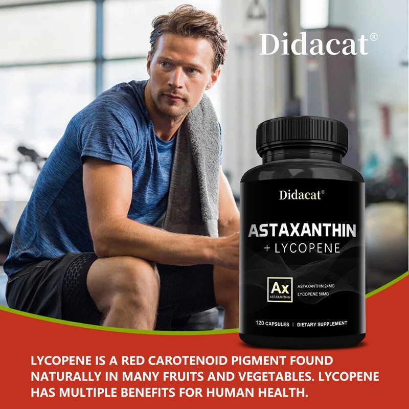 Astaxanthin 24mg + Lycopene 50mg Clinical Strength Carotenoids Skin Supplement gallery