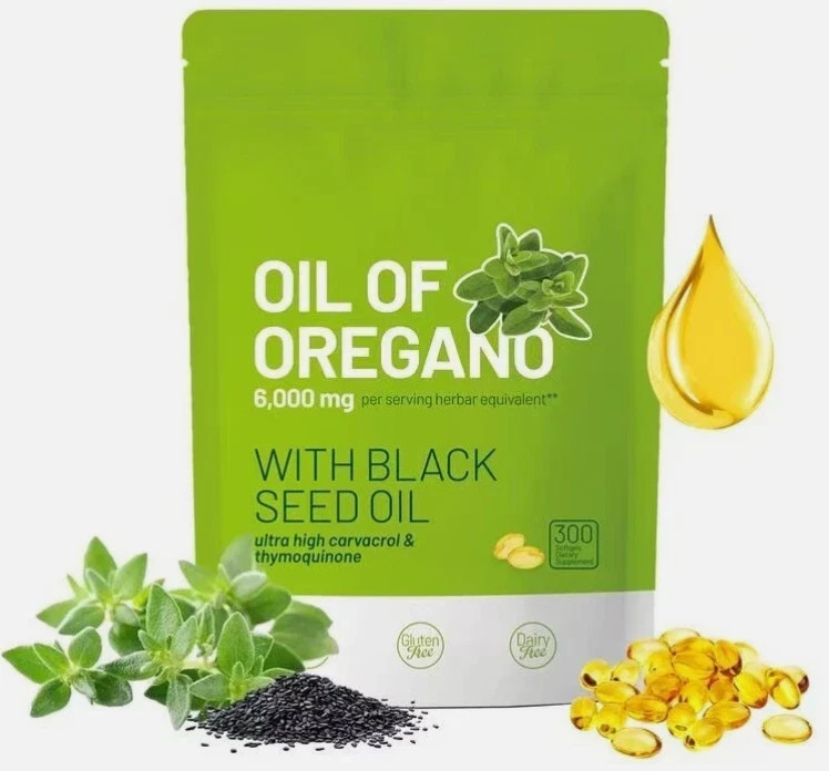 US Oil of Oregano With Carvacrol Natural Immune Black Seed Oil 300pcs Support++