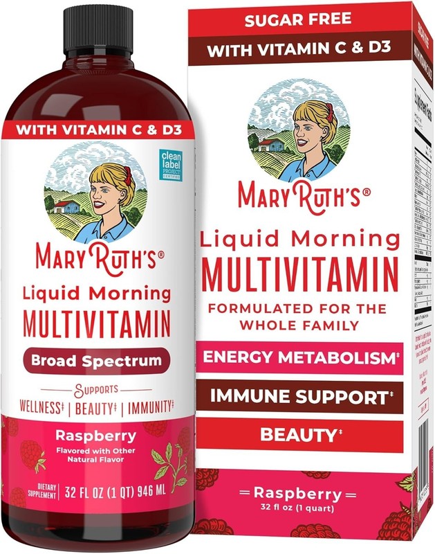 Delicious Raspberry Liquid Multivitamin for Women, Men, & Kids – 32 Servings