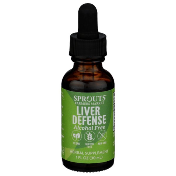 Sprouts Farmers Market Herbal Supplement Liver Defense, Alcohol Free 378mg 1 oz