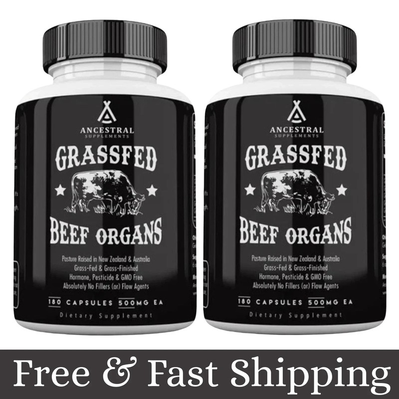 Ancestral Supplements Grass Fed Beef Organ Supplement – Non-GMO, 360 Caps 2Pack