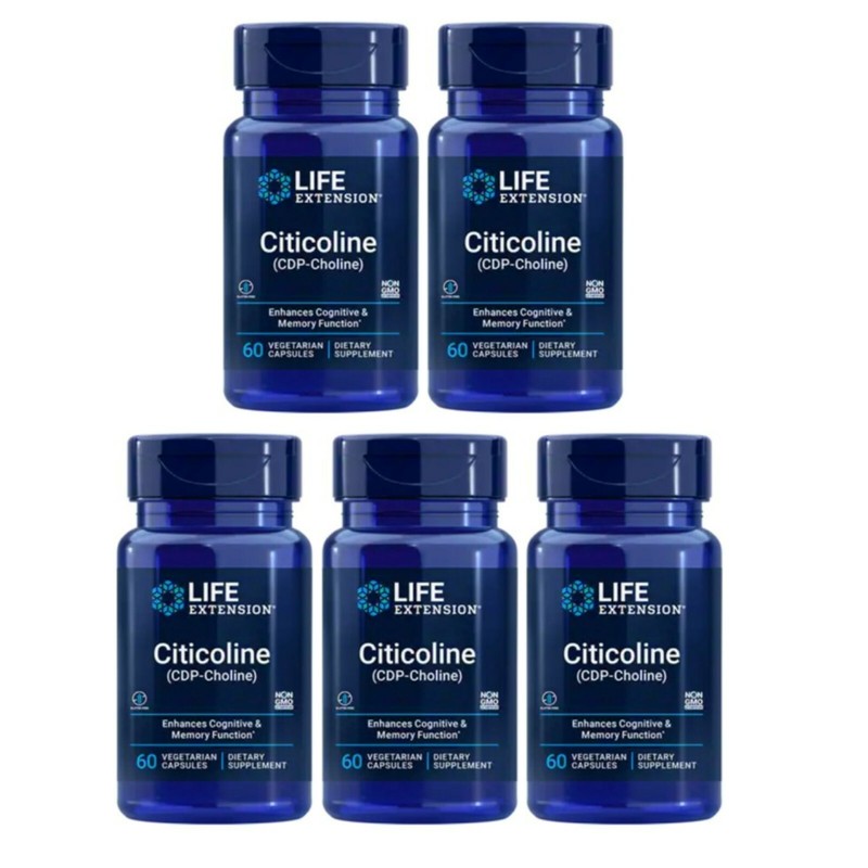 Life Extension Citicoline (CDP-Choline) – 60 Vegetarian Capsule 5 PACK