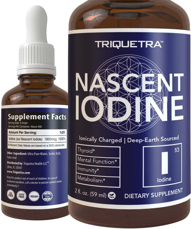 Nascent Iodine Supplement 400 Servings, Glass Bottle, Vegan, 1800 Mcg – 600 Mcg