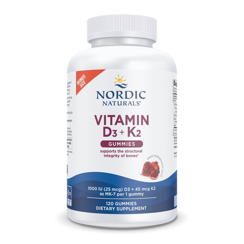 Nordic Naturals Vitamin D3+K2 Gummies – Cholecalciferol Vitamin D3 + K2 120 Ct