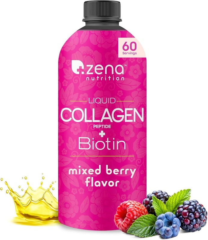 Zena Nutrition Liquid Collagen Peptides and Biotin, 2500mg Verisol Bioactive Col