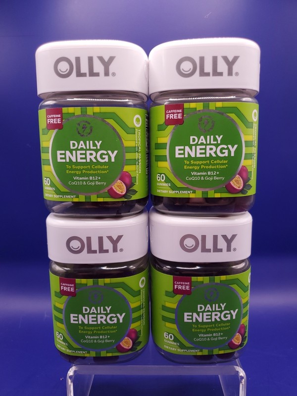 4 Pack Olly Daily Energy CoQ10 Tropical Passion 60Ct Each Gummies Exp 06/2026