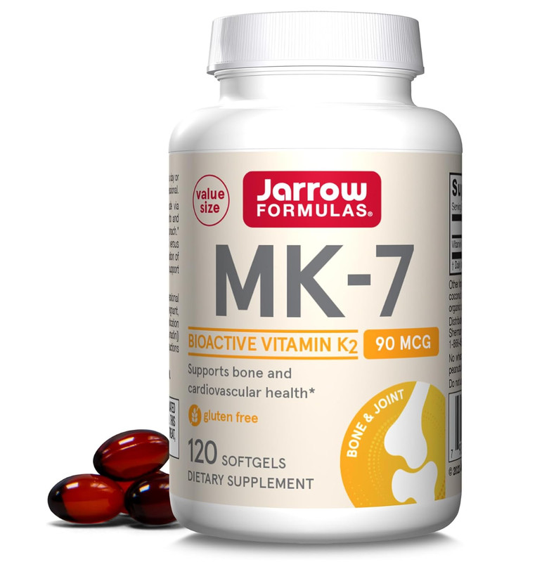 Jarrow Formulas Mk7 Promotes Bone Health Soft Gels Capsules, 90mg – 120 Count