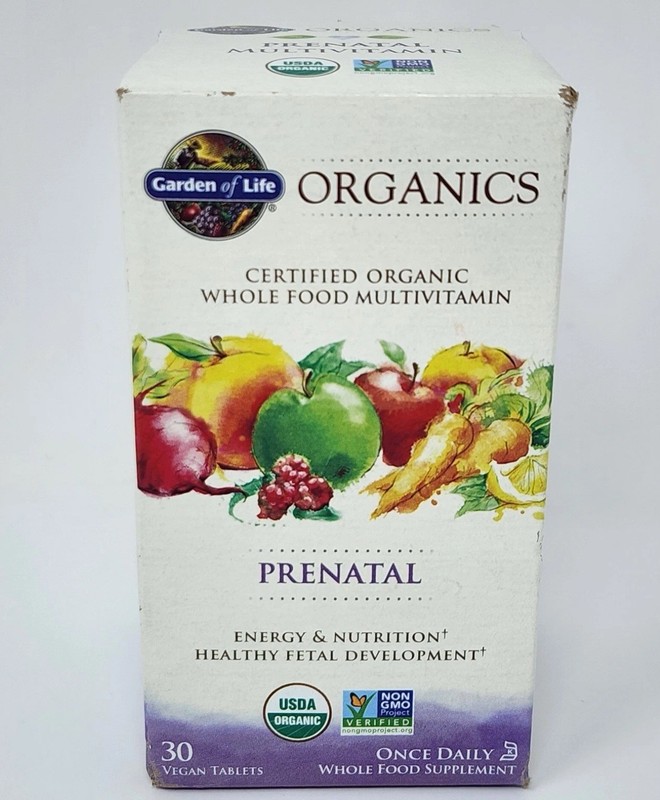 Garden of Life Organics Prenatal Whole Food Multivitamin 30 Tablets Exp 09/2027