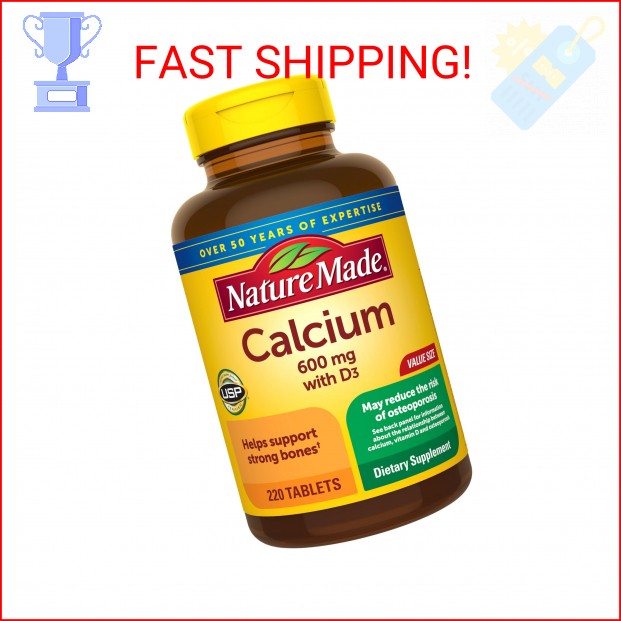 Nature Made Calcium 600 mg with Vitamin D3, Dietary Supplement for Bone Support,
