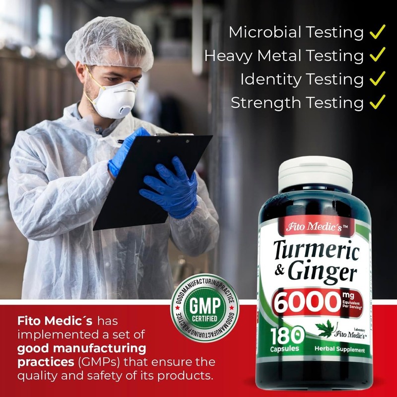 Tumeric Curcumin Max Potency and Ginger Complex 6000 mg, 180 Capsules Ultra high gallery
