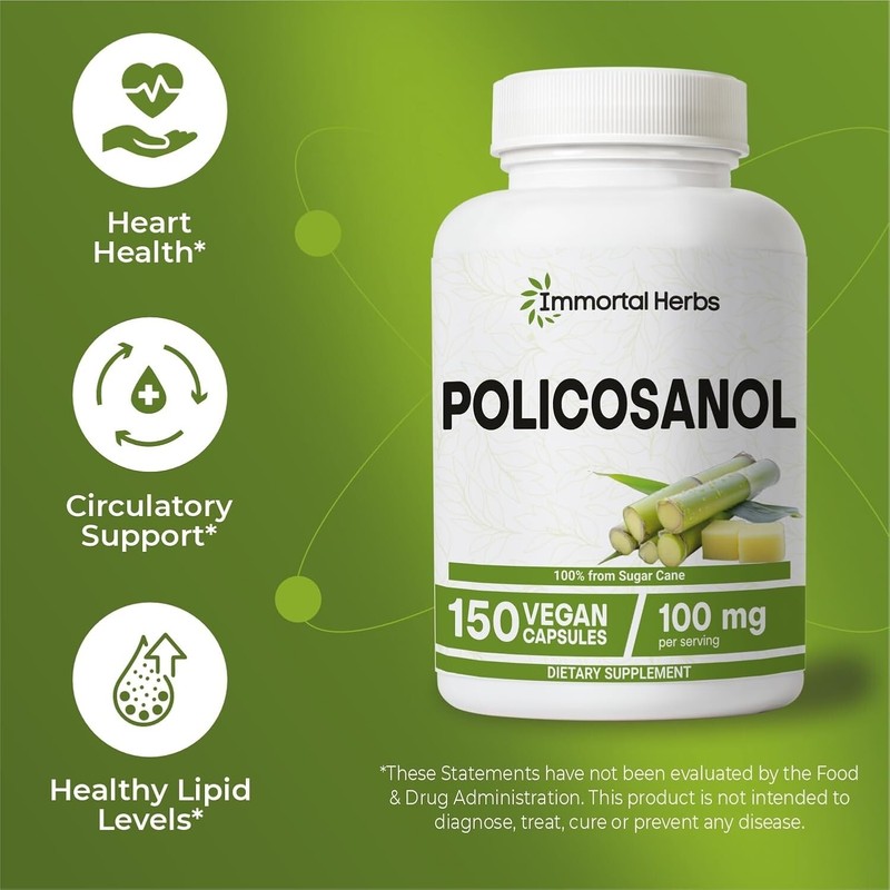Policosanol 100mg Cholesterol & Heart Support Supplement Derived from Sugar Cane gallery